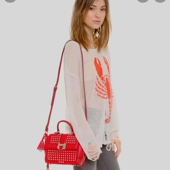 Rebecca Minkoff Elle Red Gold Mini Leather Stud - Picture 1 of 13